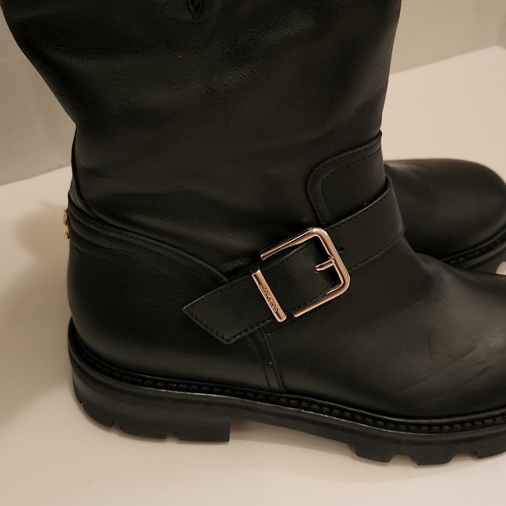 The Jimmy Choo Youth II Leather Boot features a leather upper, - Picture 6 of 14